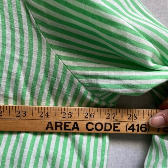 ERFO PURE Cotton Linen Green Striped Long Sleeve tunic shirt Sz 2XL - Picture 9 of 10